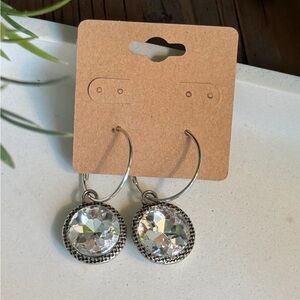 Elegant Silver Crystal Riveting Earrings